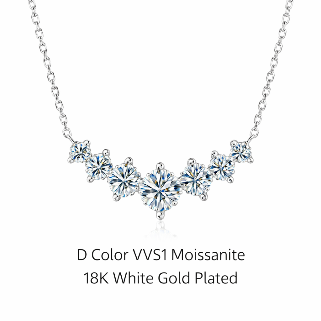 D Color Moissanite Pendant Necklace – Brilliant Sparkle, Elegant Gift for Her