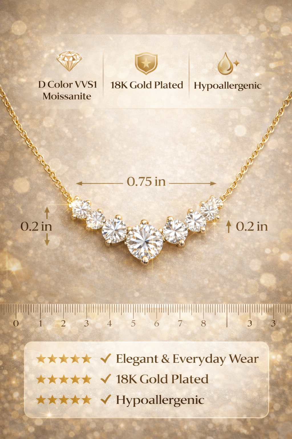 D Color Moissanite Pendant Necklace – Brilliant Sparkle, Elegant Gift for Her