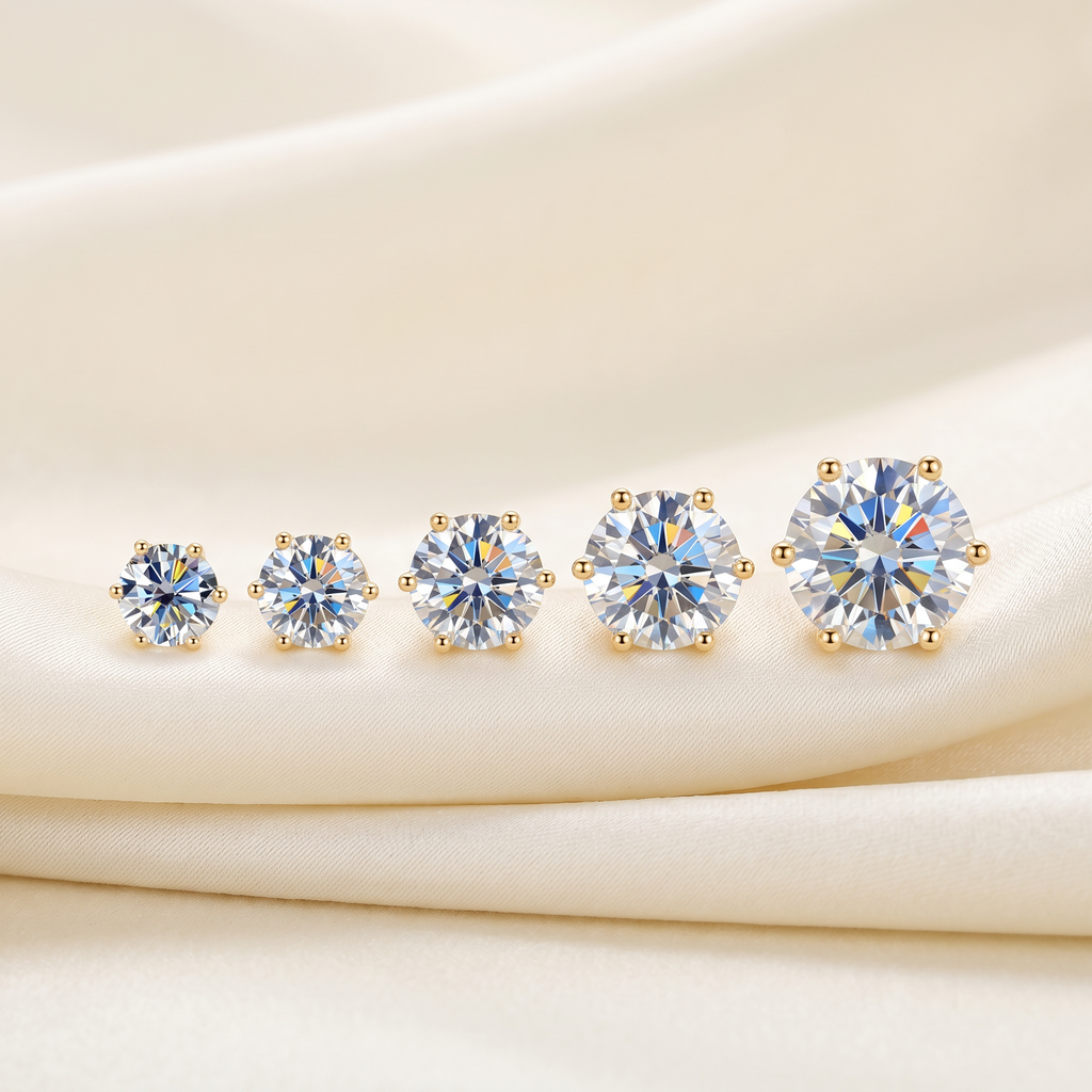 Classic 6-Prong Moissanite Earrings – Brilliant Sparkle, Perfect Gift for Her