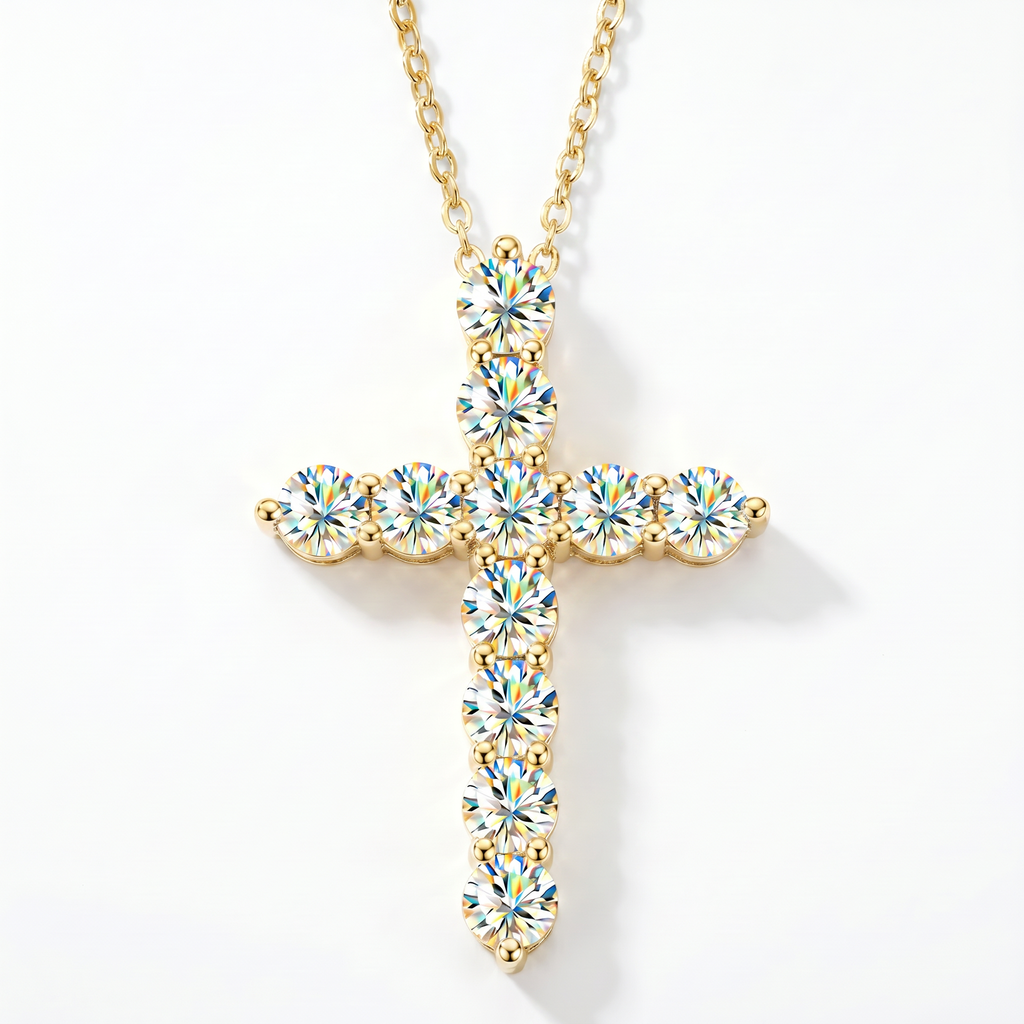 Vionarel Moissanite Cross Necklace – Symbol of Faith & Protection, Elegant Gift for Her