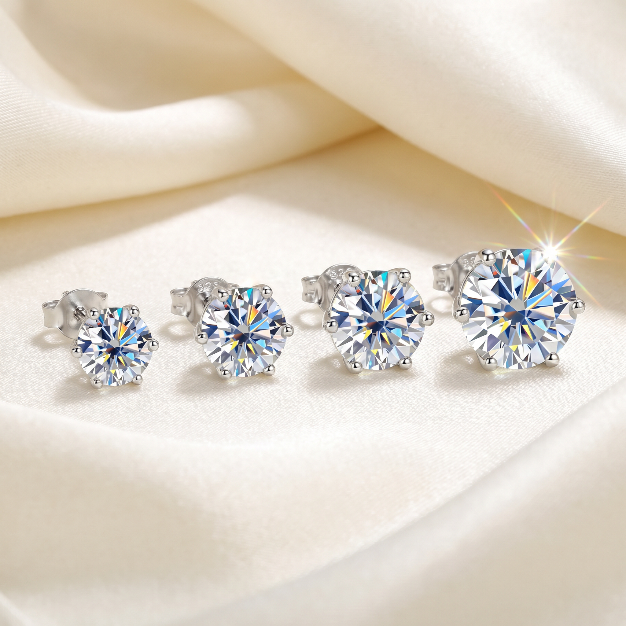 Classic 6-Prong Moissanite Earrings – Brilliant Sparkle, Perfect Gift for Her
