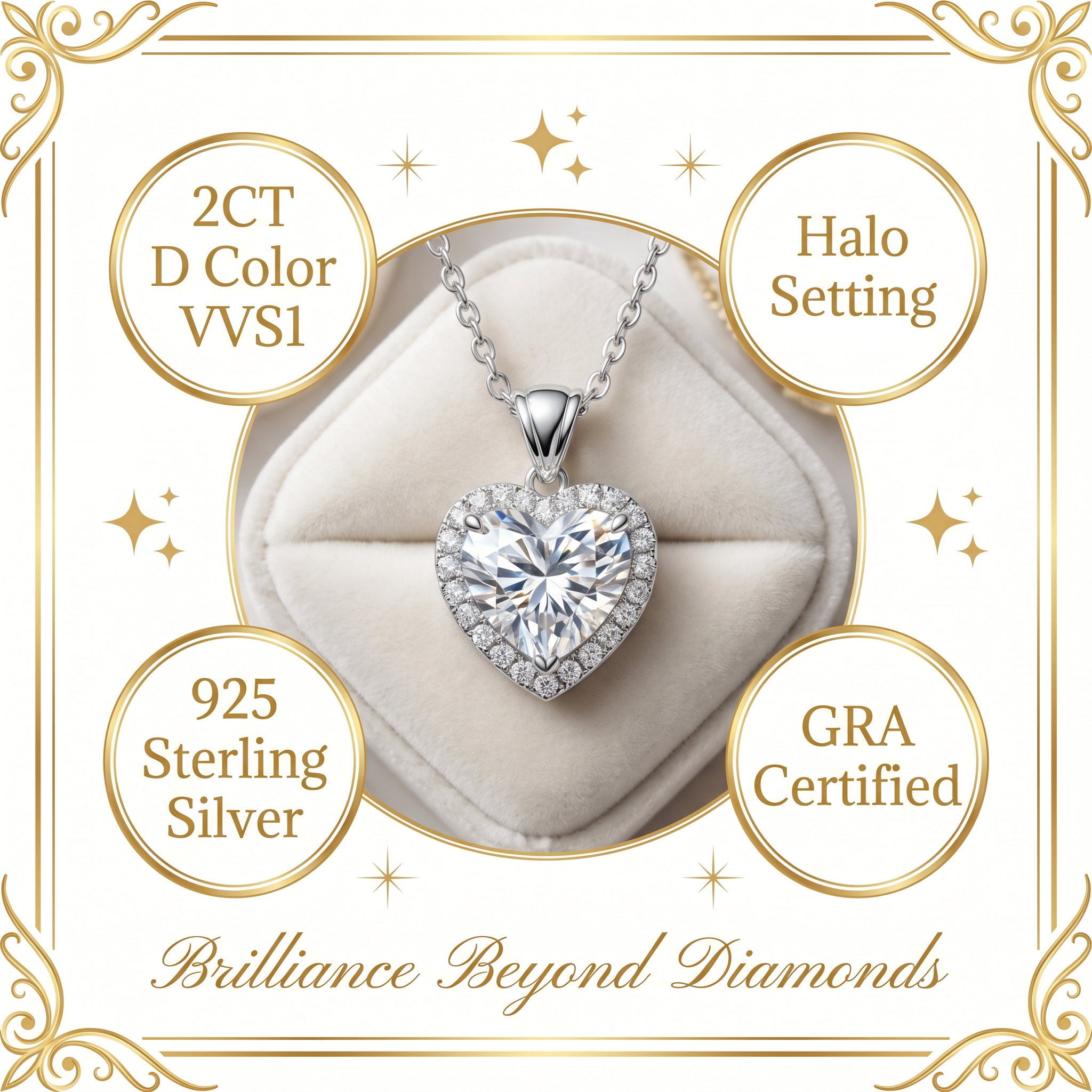 Moissanite Pendant Necklace – Diamond-Like Brilliance, Elegant Gift for Her