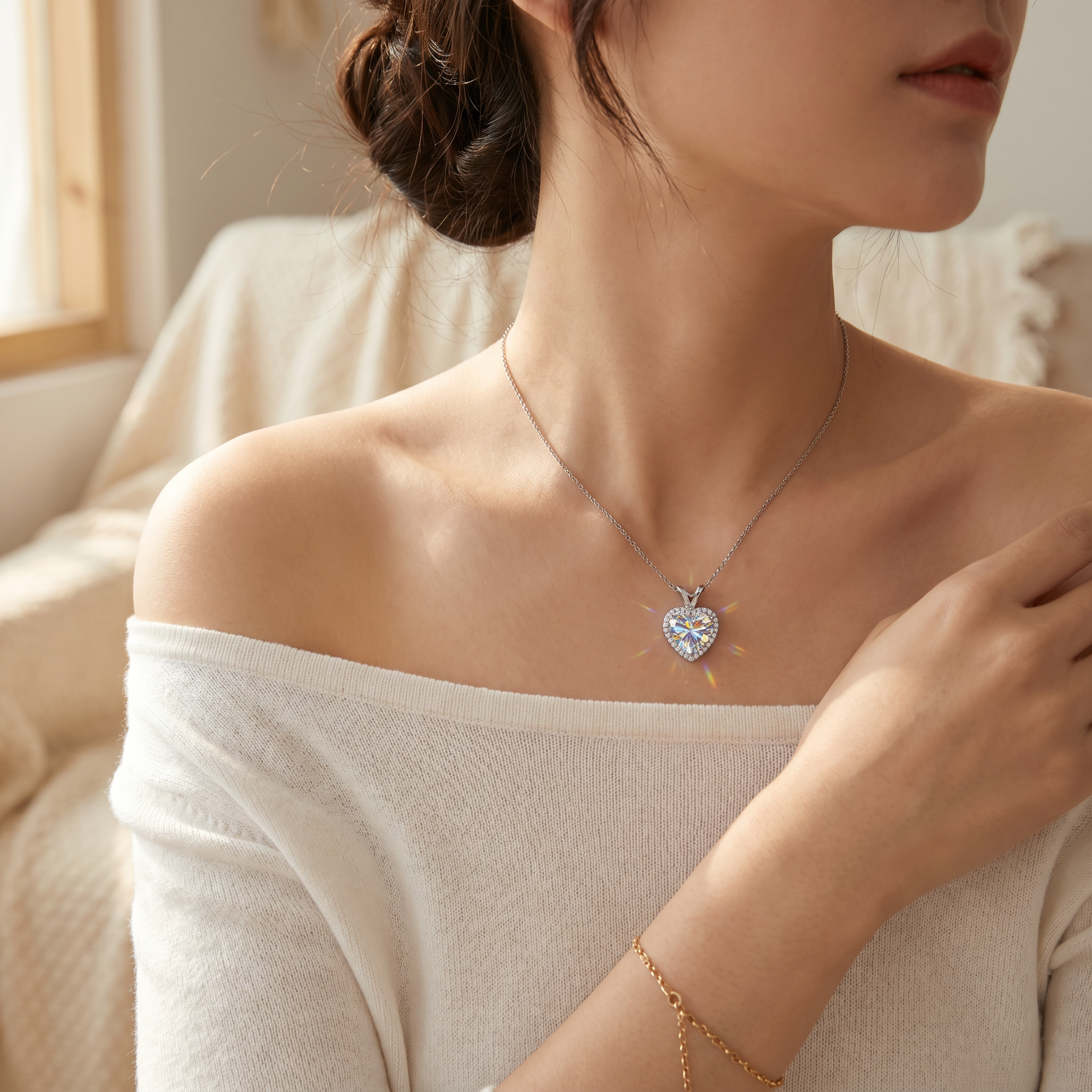 Moissanite Pendant Necklace – Diamond-Like Brilliance, Elegant Gift for Her