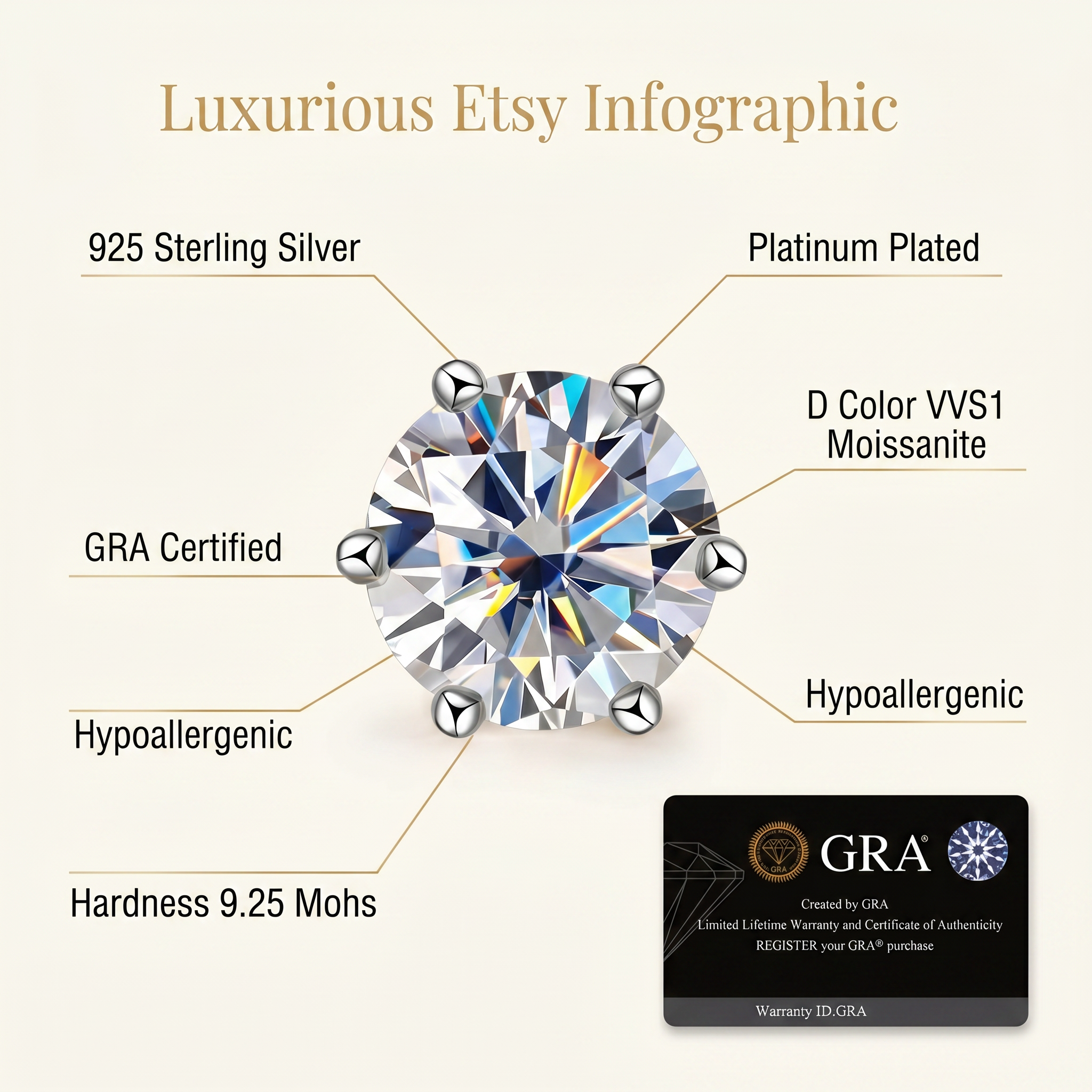 Classic 6-Prong Moissanite Earrings – Brilliant Sparkle, Perfect Gift for Her