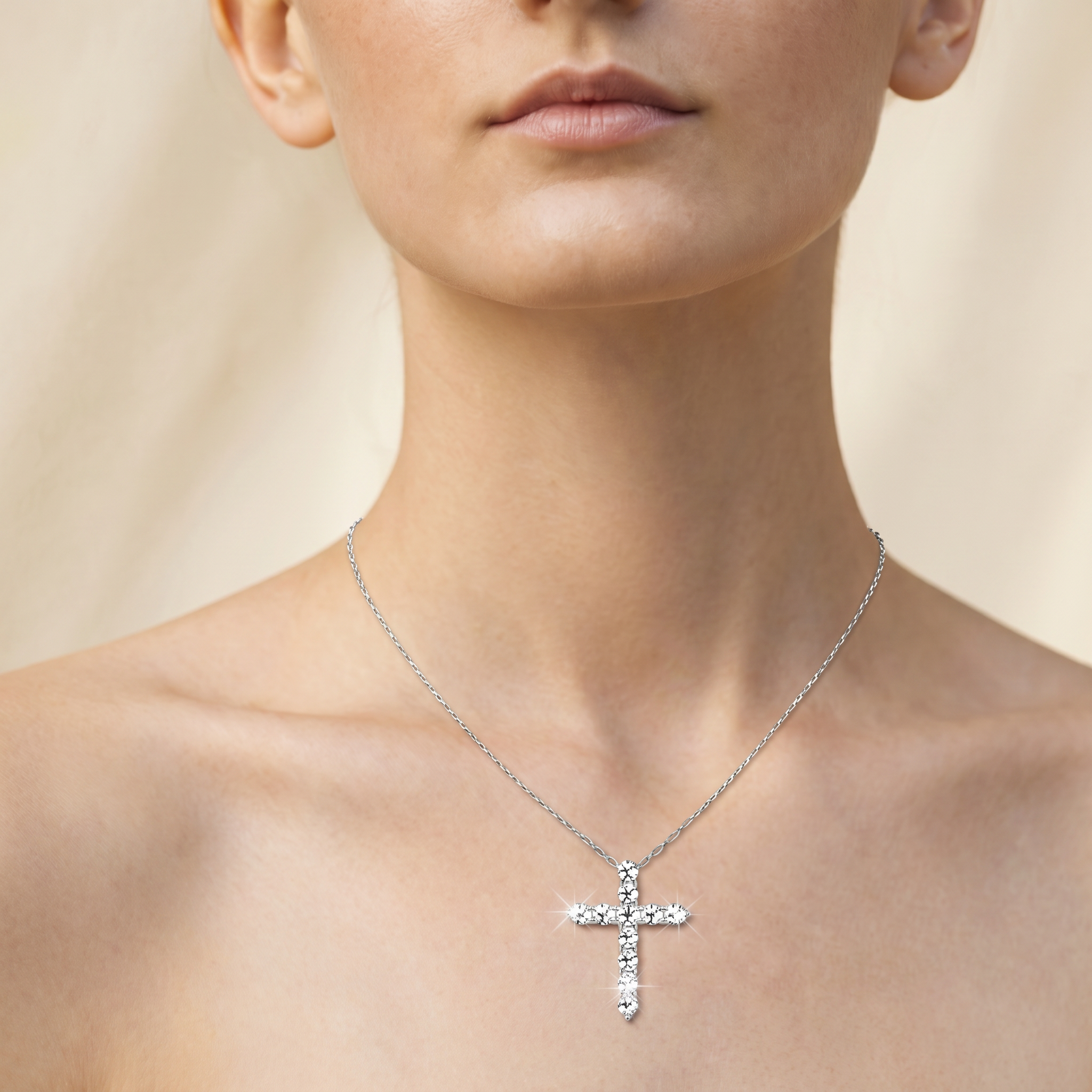 Vionarel Moissanite Cross Necklace – Symbol of Faith & Protection, Elegant Gift for Her