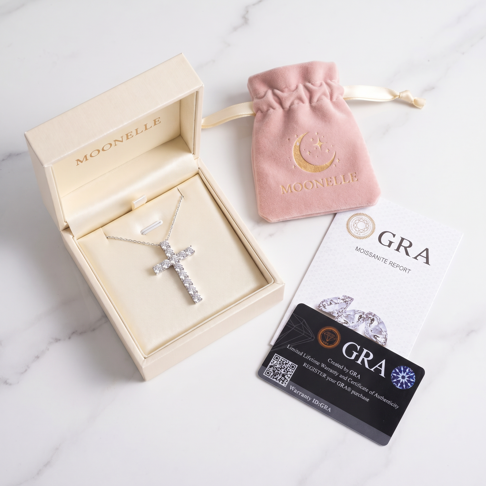 Vionarel Moissanite Cross Necklace – Symbol of Faith & Protection, Elegant Gift for Her