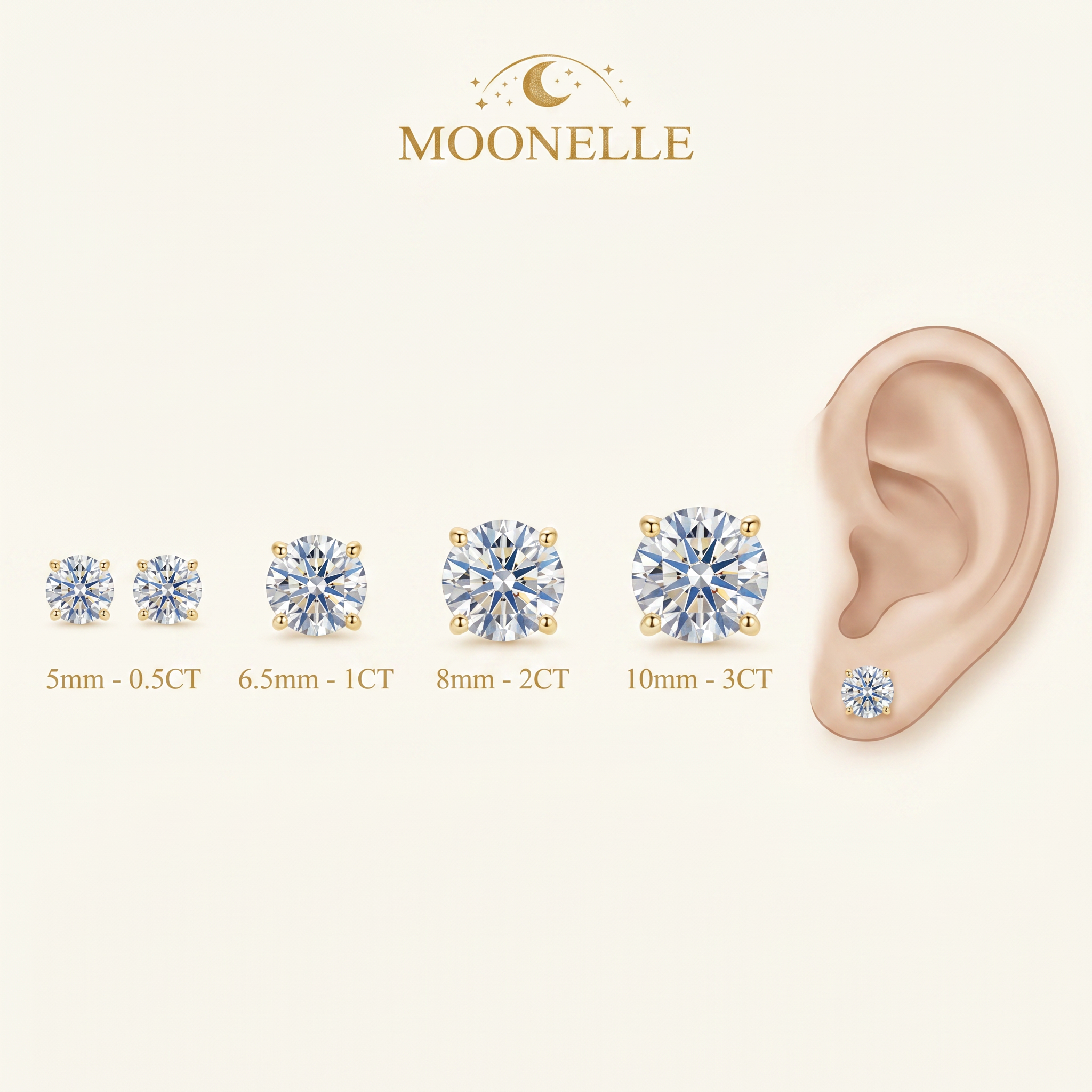 Classic 6-Prong Moissanite Earrings – Brilliant Sparkle, Perfect Gift for Her