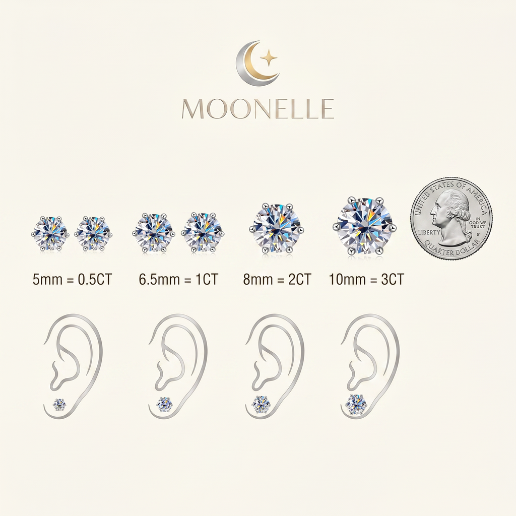 Classic 6-Prong Moissanite Earrings – Brilliant Sparkle, Perfect Gift for Her