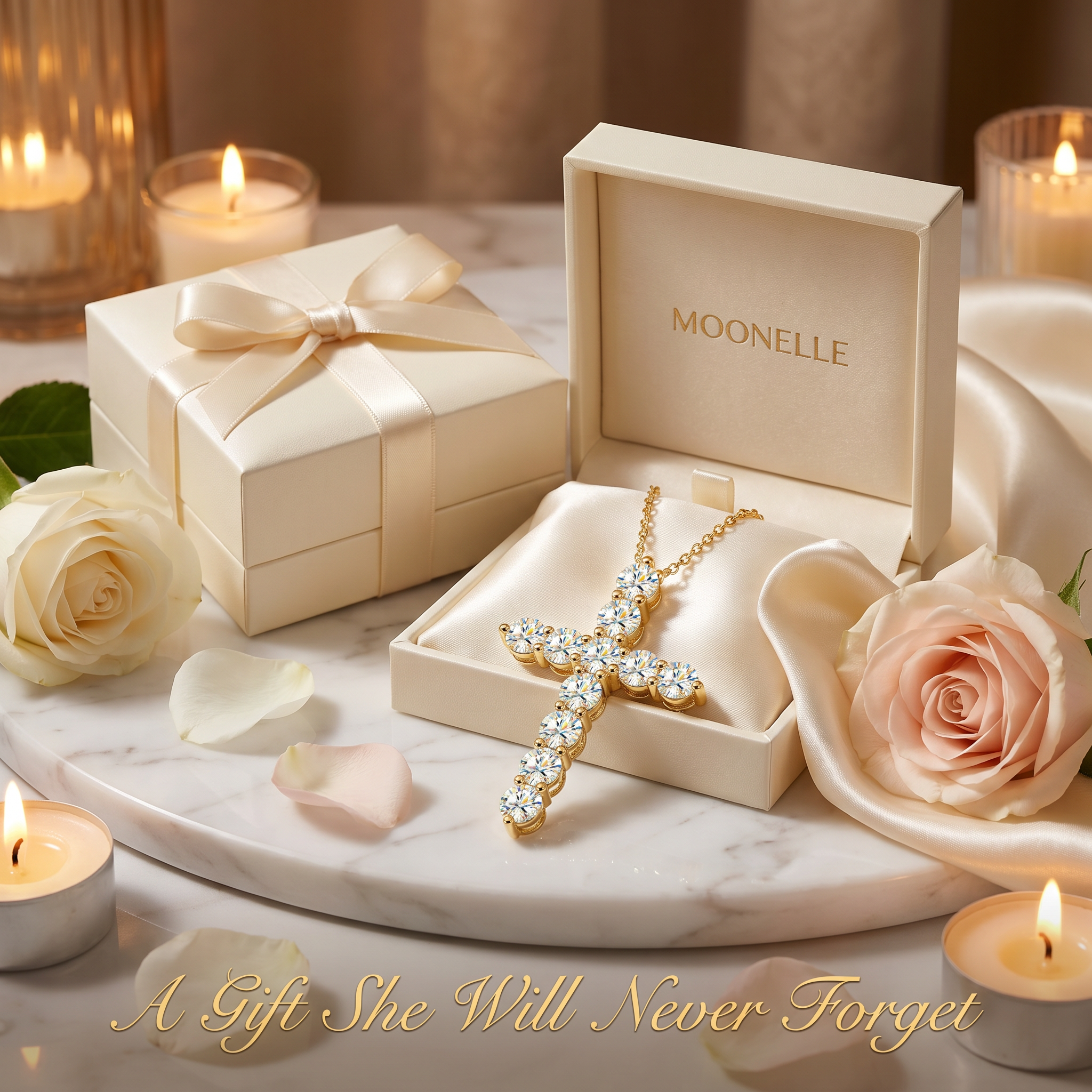 Vionarel Moissanite Cross Necklace – Symbol of Faith & Protection, Elegant Gift for Her