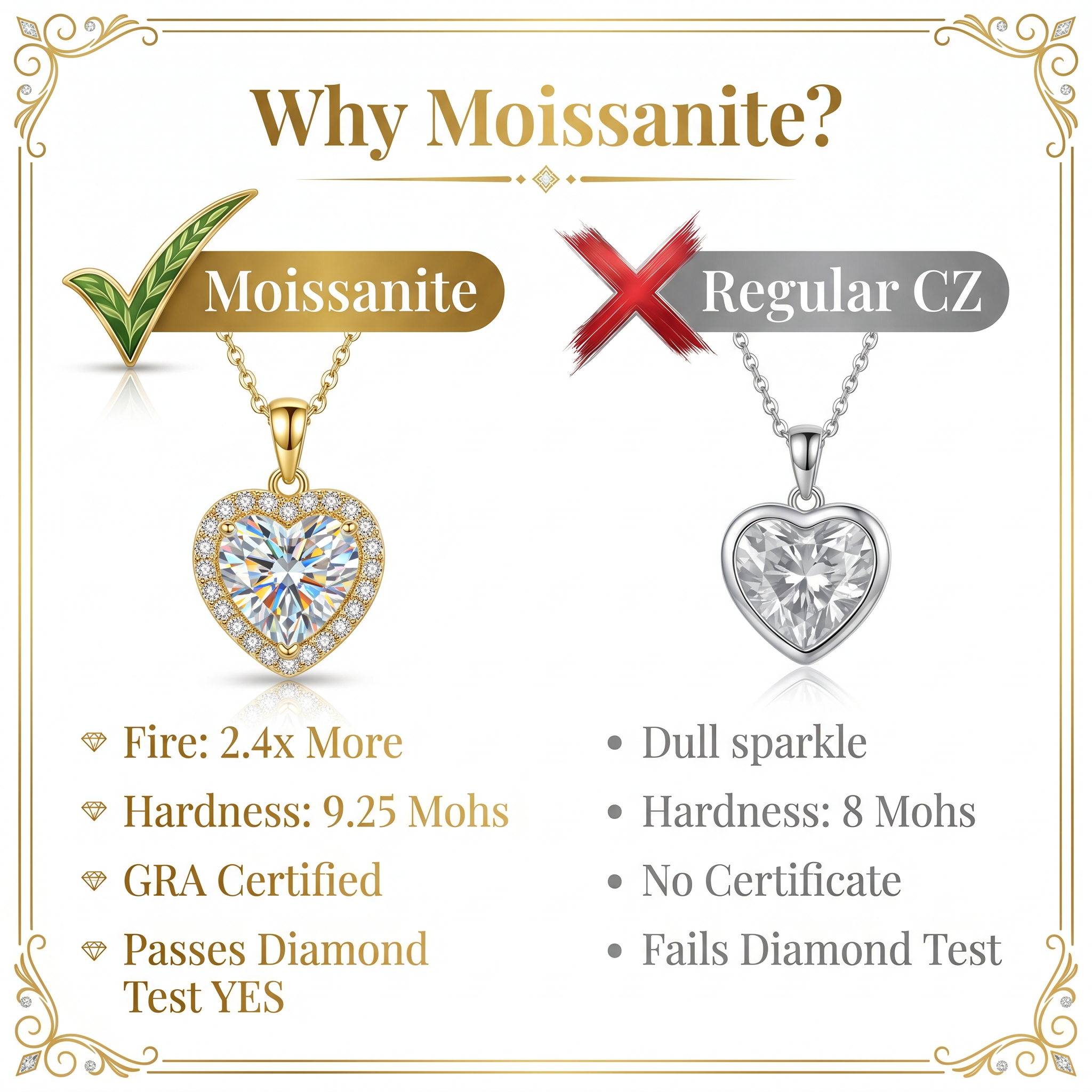 Moissanite Pendant Necklace – Diamond-Like Brilliance, Elegant Gift for Her
