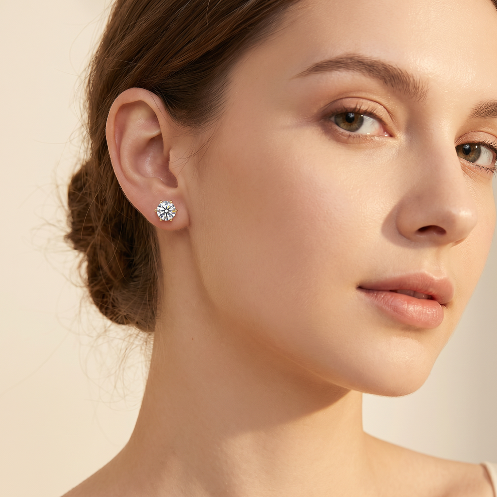 Classic 6-Prong Moissanite Earrings – Brilliant Sparkle, Perfect Gift for Her
