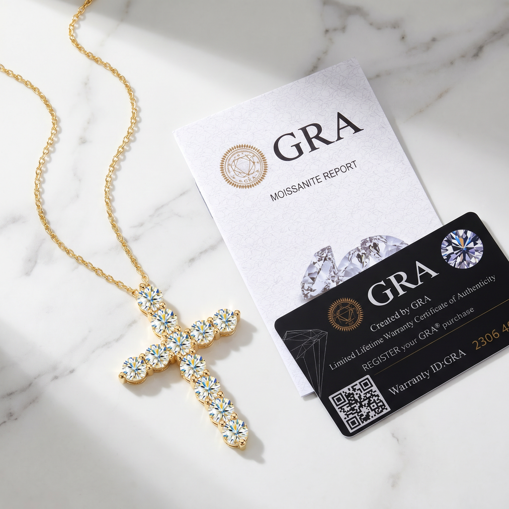 Vionarel Moissanite Cross Necklace – Symbol of Faith & Protection, Elegant Gift for Her