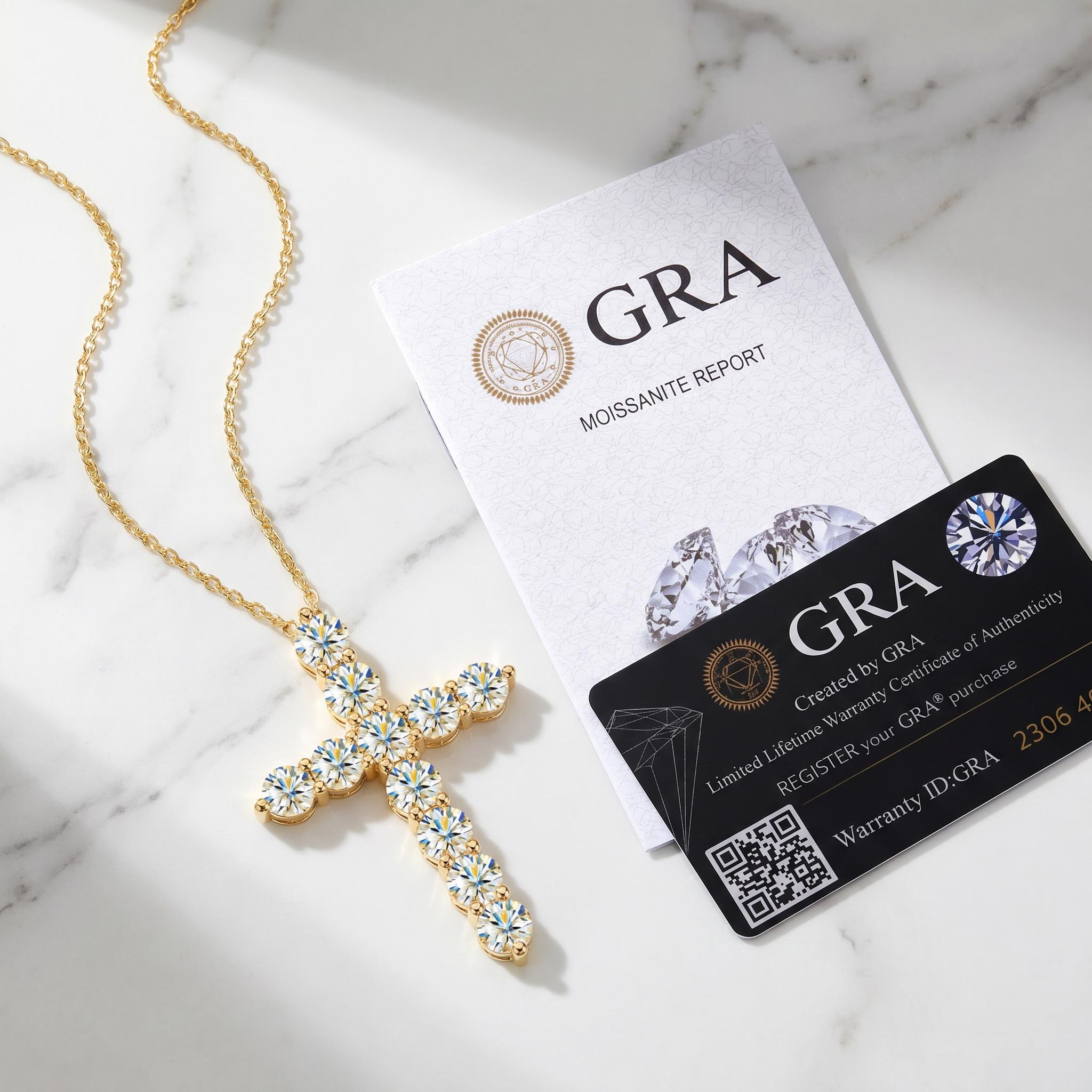 Vionarel Moissanite Cross Necklace – Symbol of Faith & Protection, Elegant Gift for Her