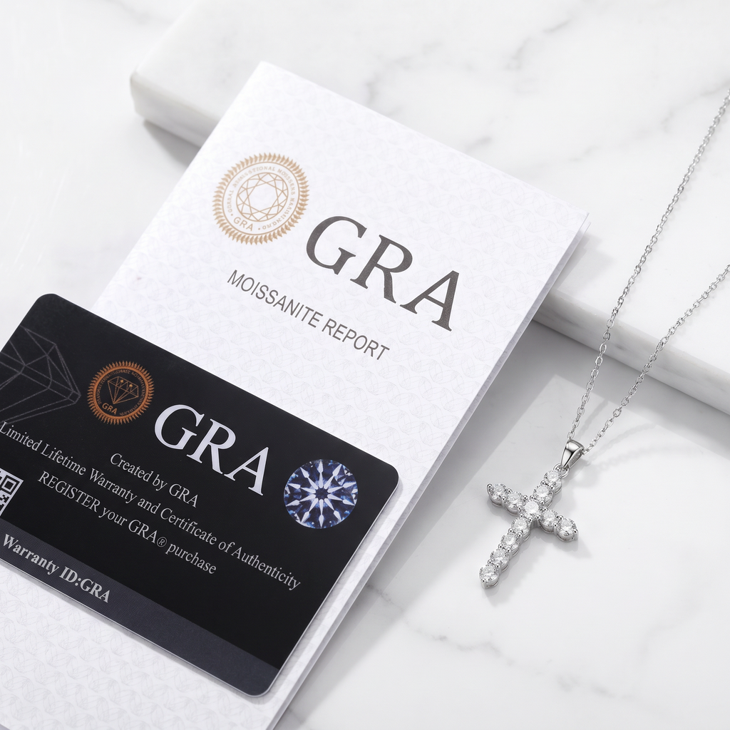 Vionarel Moissanite Cross Necklace – Symbol of Faith & Protection, Elegant Gift for Her