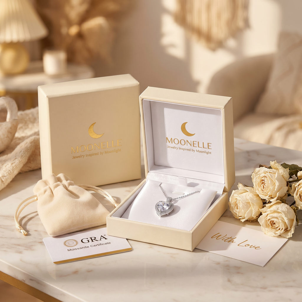 Moissanite Pendant Necklace – Diamond-Like Brilliance, Elegant Gift for Her
