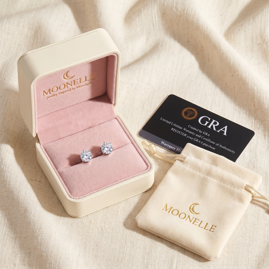Classic 6-Prong Moissanite Earrings – Brilliant Sparkle, Perfect Gift for Her