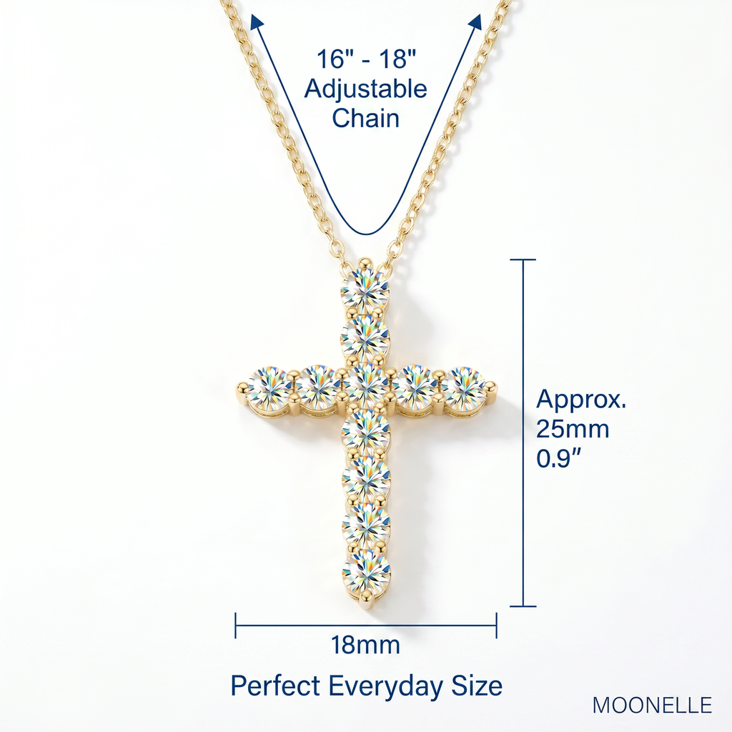Vionarel Moissanite Cross Necklace – Symbol of Faith & Protection, Elegant Gift for Her
