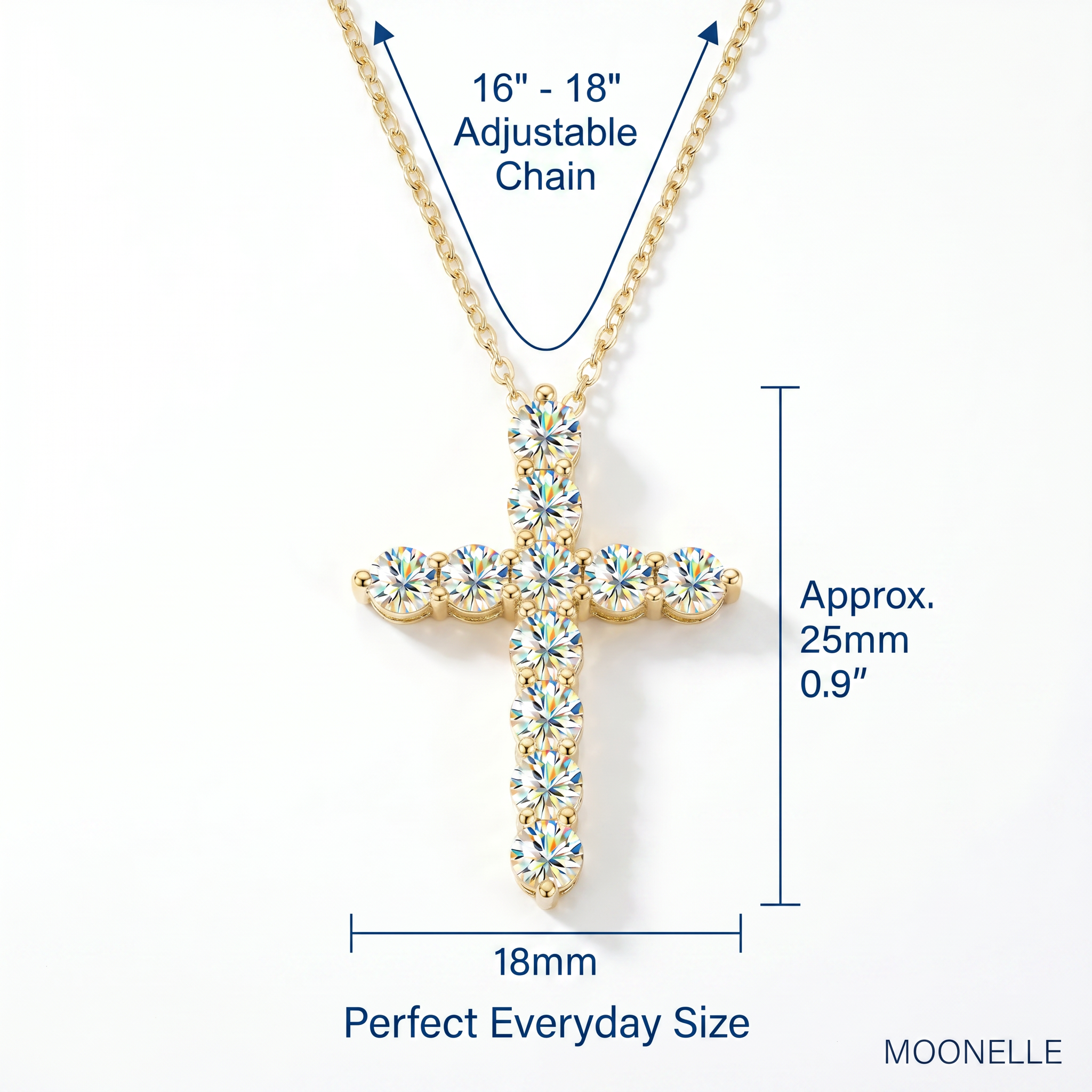 Vionarel Moissanite Cross Necklace – Symbol of Faith & Protection, Elegant Gift for Her