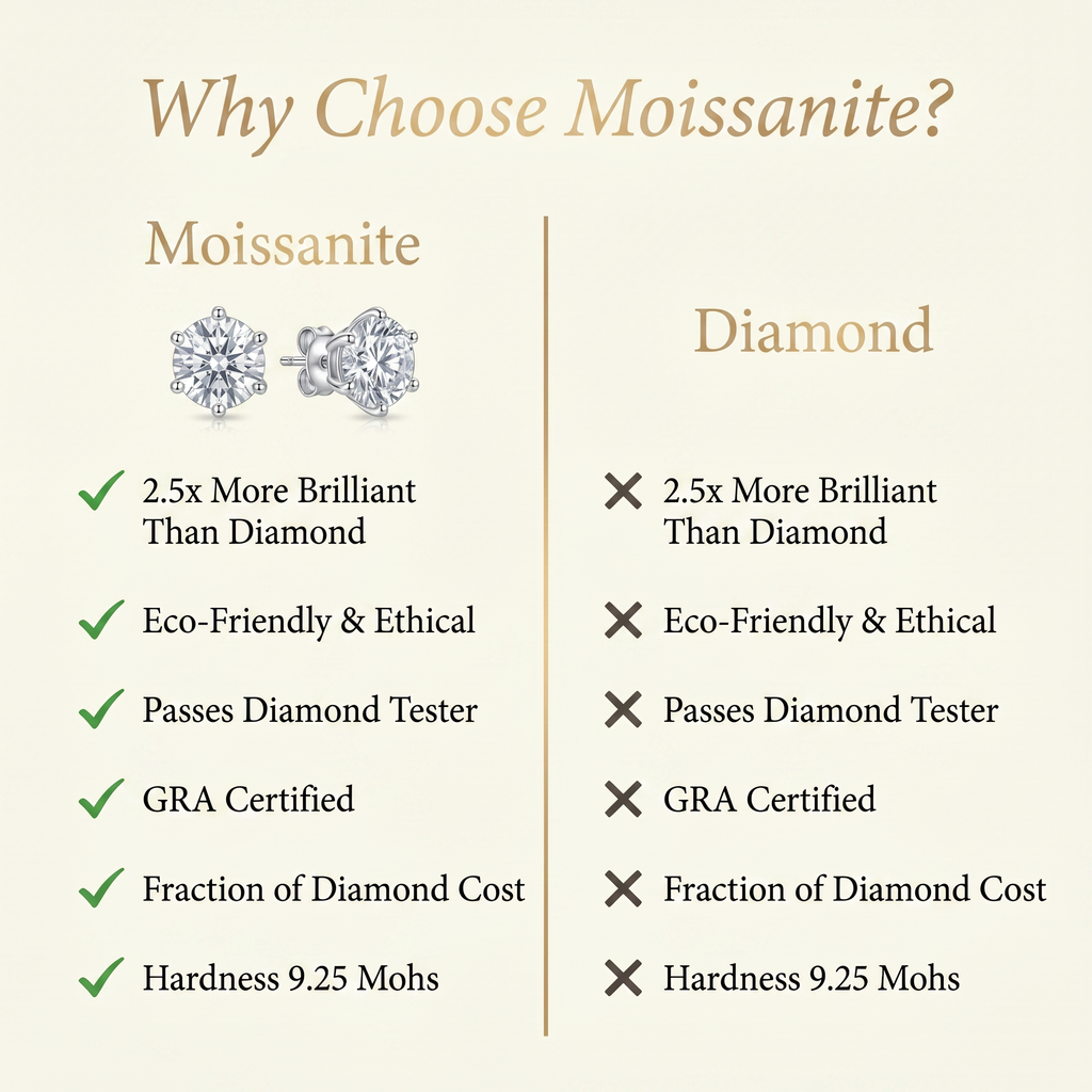Classic 6-Prong Moissanite Earrings – Brilliant Sparkle, Perfect Gift for Her