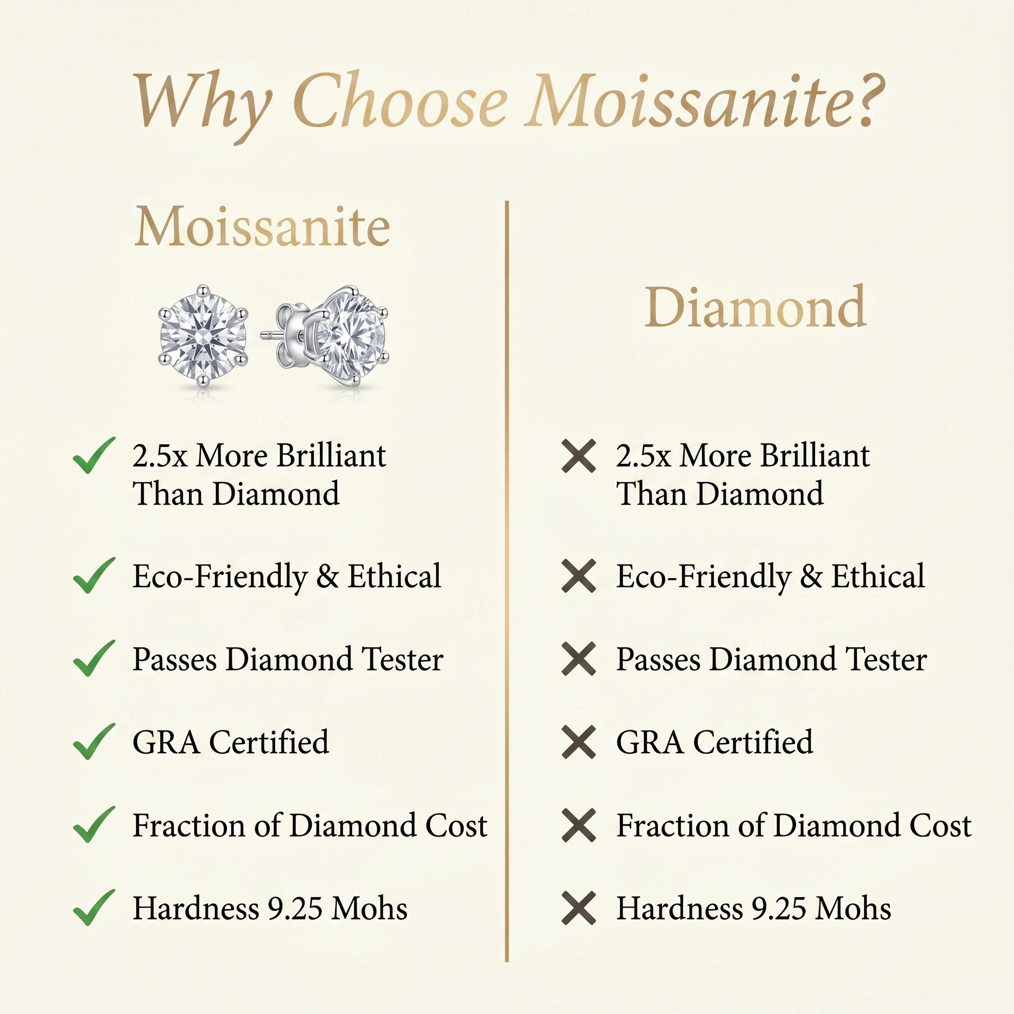 Classic 6-Prong Moissanite Earrings – Brilliant Sparkle, Perfect Gift for Her