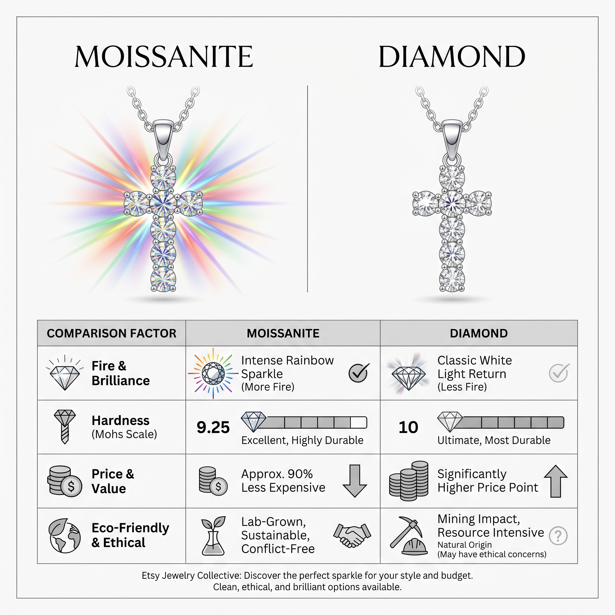 Vionarel Moissanite Cross Necklace – Symbol of Faith & Protection, Elegant Gift for Her