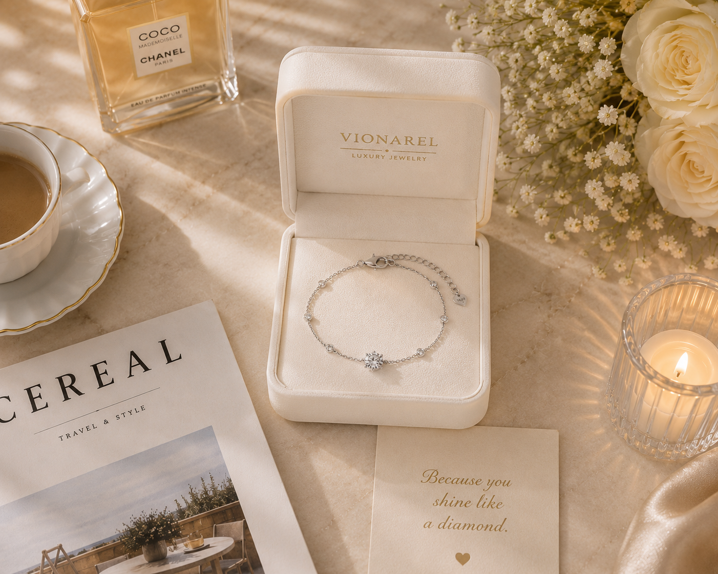 Vionarel 1CT D Color Moissanite Tennis Bracelet in 925 Sterling Silver