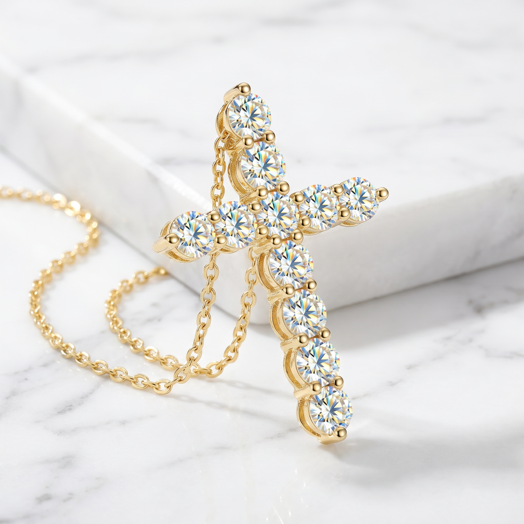 Vionarel Moissanite Cross Necklace – Symbol of Faith & Protection, Elegant Gift for Her