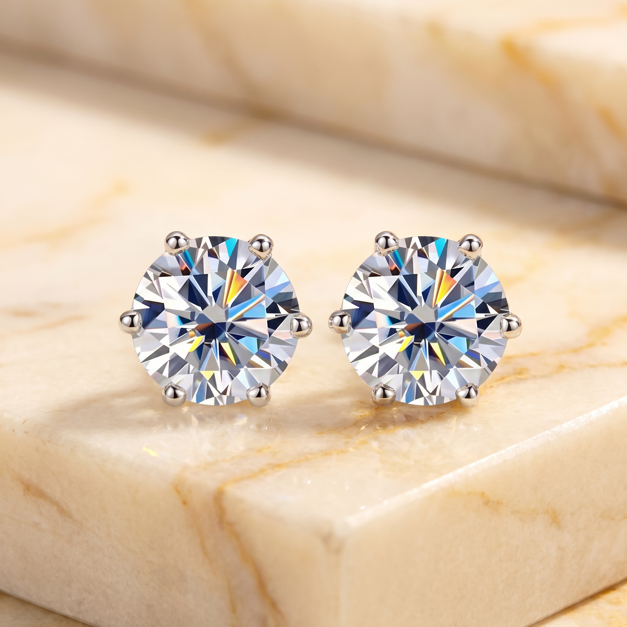 Classic 6-Prong Moissanite Earrings – Brilliant Sparkle, Perfect Gift for Her
