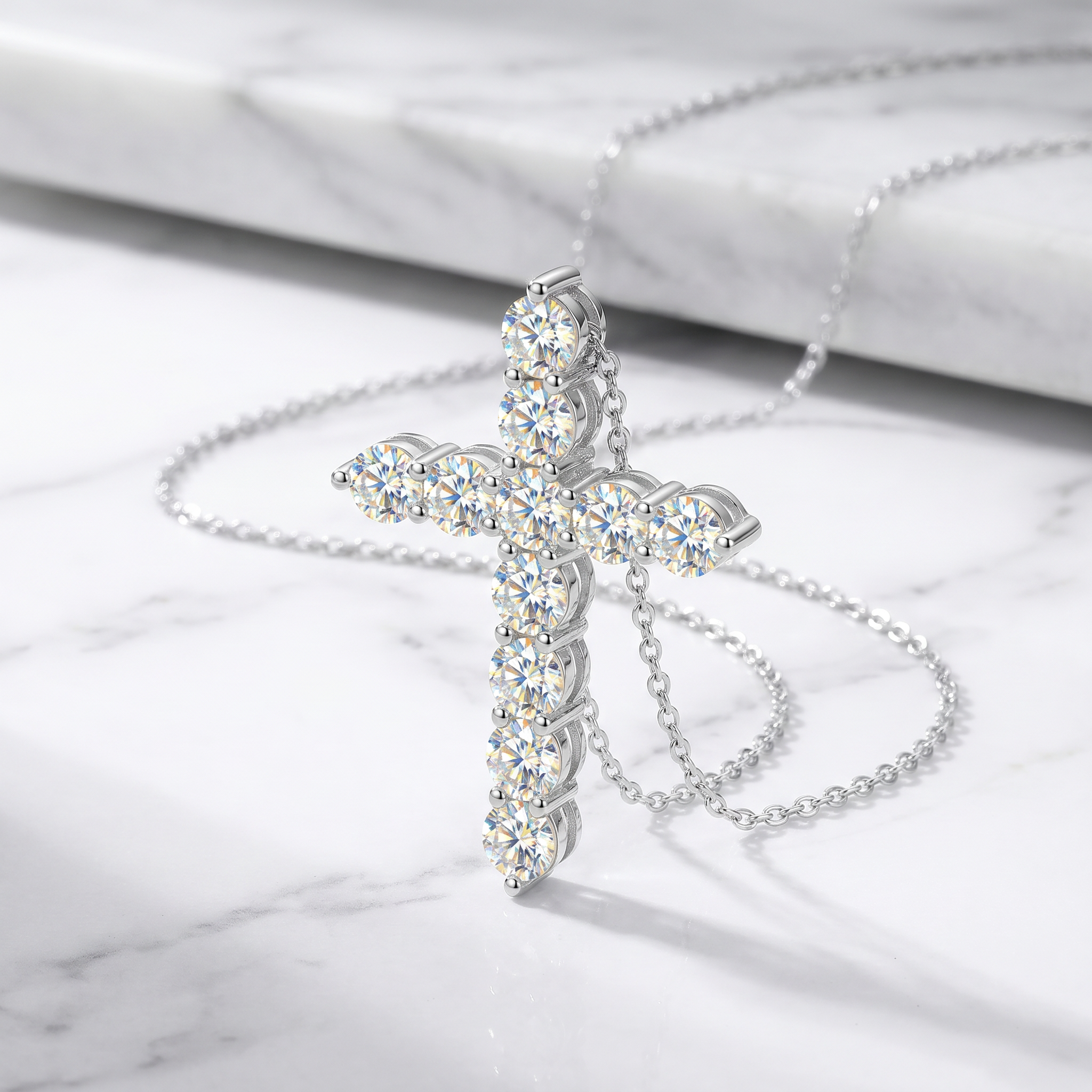 Vionarel Moissanite Cross Necklace – Symbol of Faith & Protection, Elegant Gift for Her