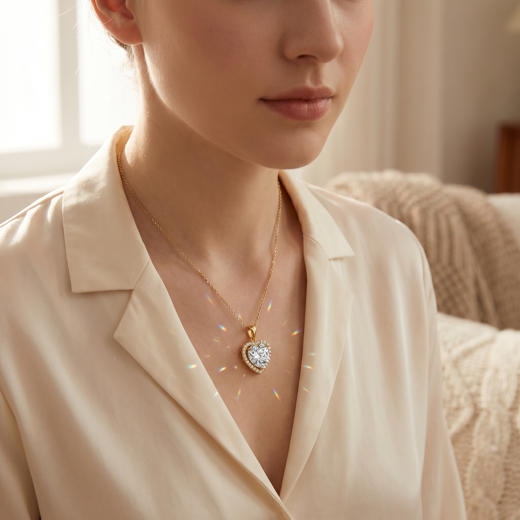 Moissanite Pendant Necklace – Diamond-Like Brilliance, Elegant Gift for Her