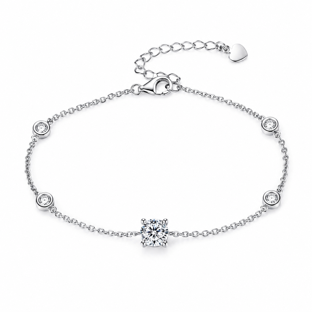 Vionarel 1CT D Color Moissanite Tennis Bracelet in 925 Sterling Silver