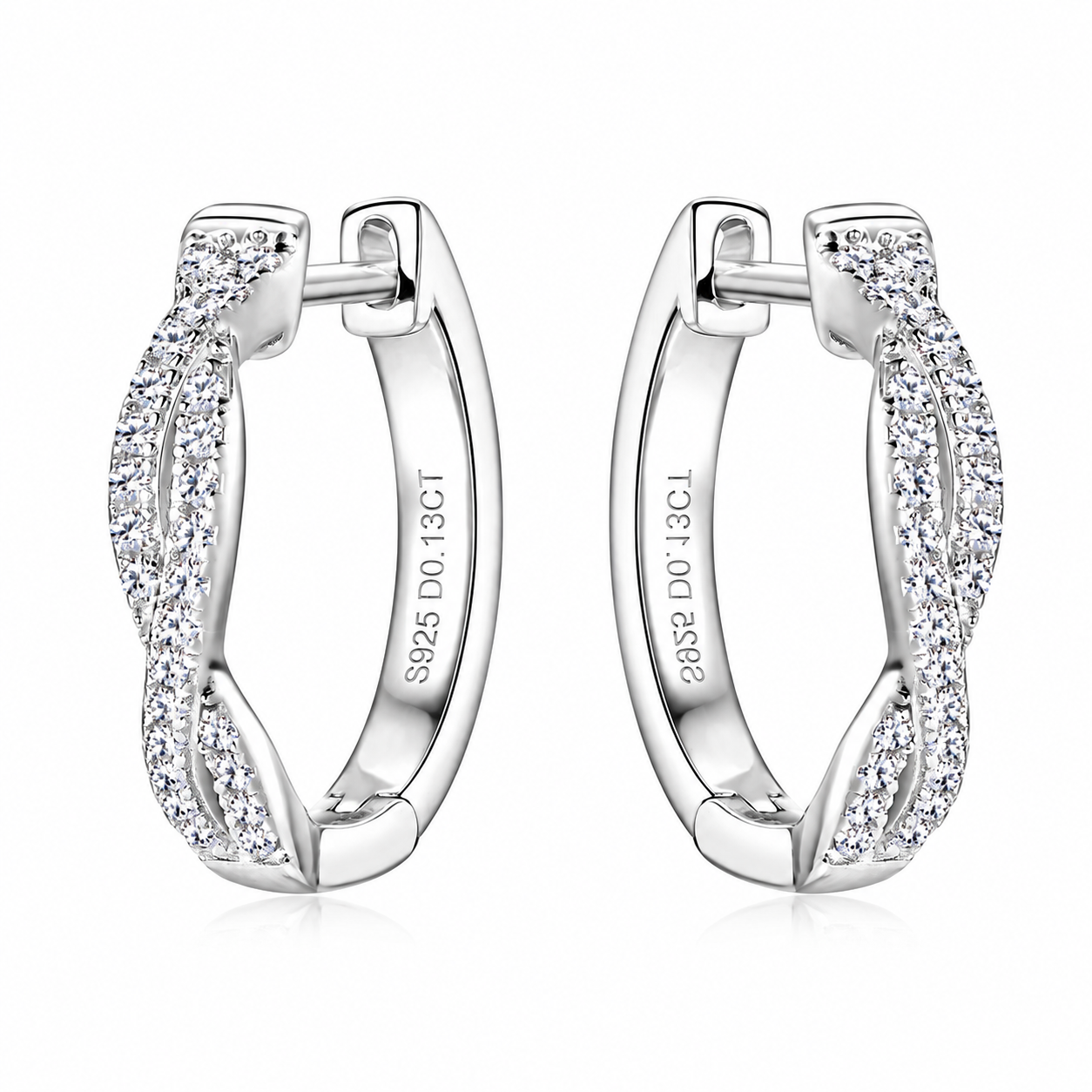 Vionarel Twisted Moissanite Hoop Earrings for Women