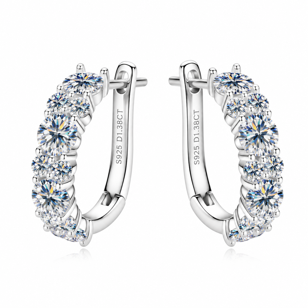 Vionarel Moissanite Hoop Earrings for Women – D Color VVS1 Inside-Out Diamond Hoop Earrings in 925 Sterling Silver