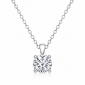 Vionarel Round Cut Moissanite Pendant Necklace in 925 Silver Gold Plated Finish — main product image