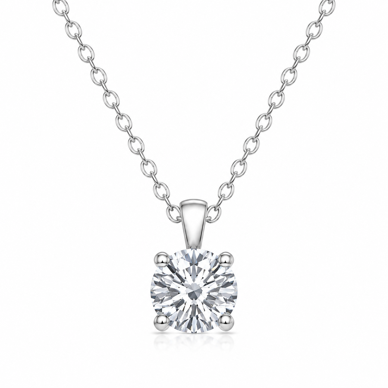 Vionarel Round Cut Moissanite Pendant Necklace in 925 Silver Gold Plated Finish — main product image