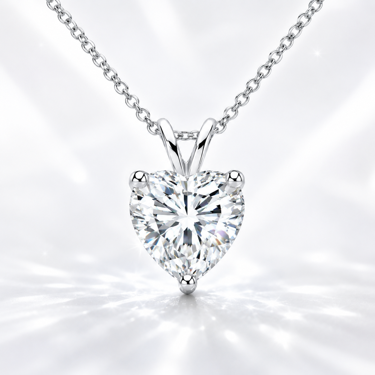 Vionarel Heart Cut Moissanite Necklace in 925 Silver Gold Plated Finish