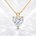 Vionarel Heart Cut Moissanite Necklace in 925 Silver Gold Plated Finish