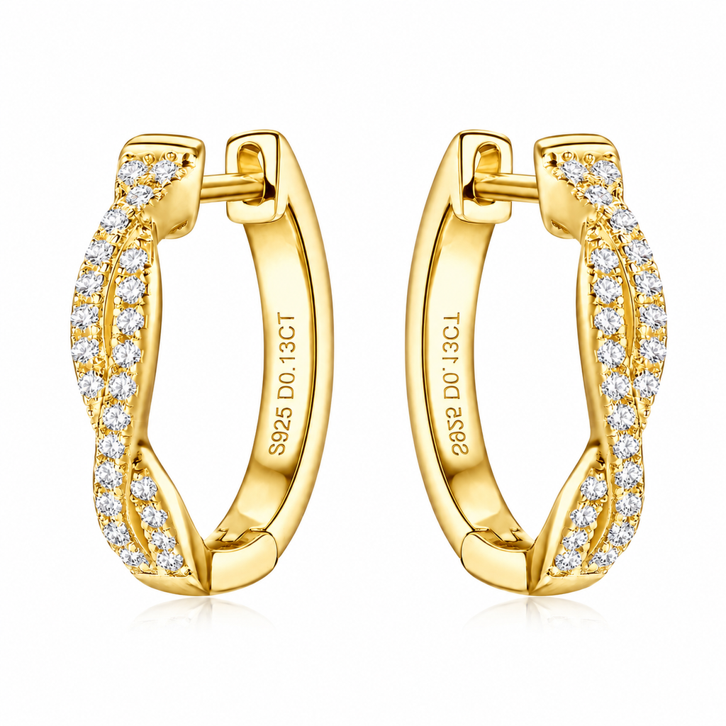 Vionarel Twisted Moissanite Hoop Earrings for Women
