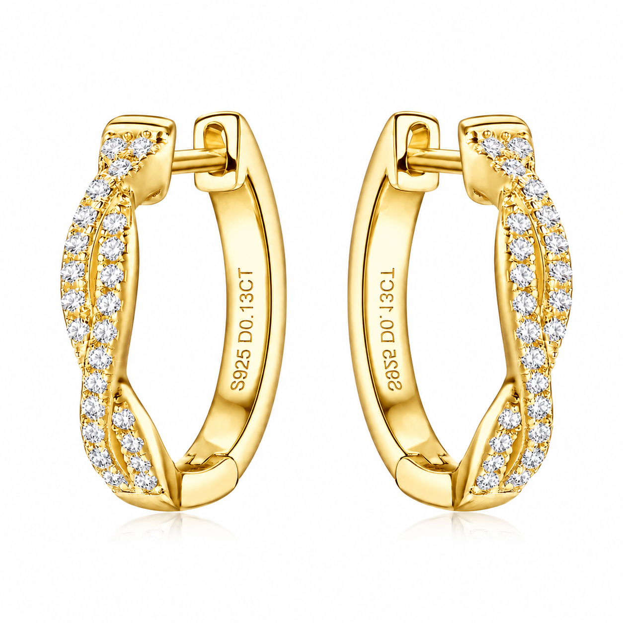 Vionarel Twisted Moissanite Hoop Earrings for Women