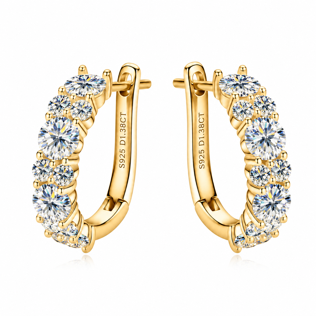 Vionarel Moissanite Hoop Earrings for Women – D Color VVS1 Inside-Out Diamond Hoop Earrings in 925 Sterling Silver
