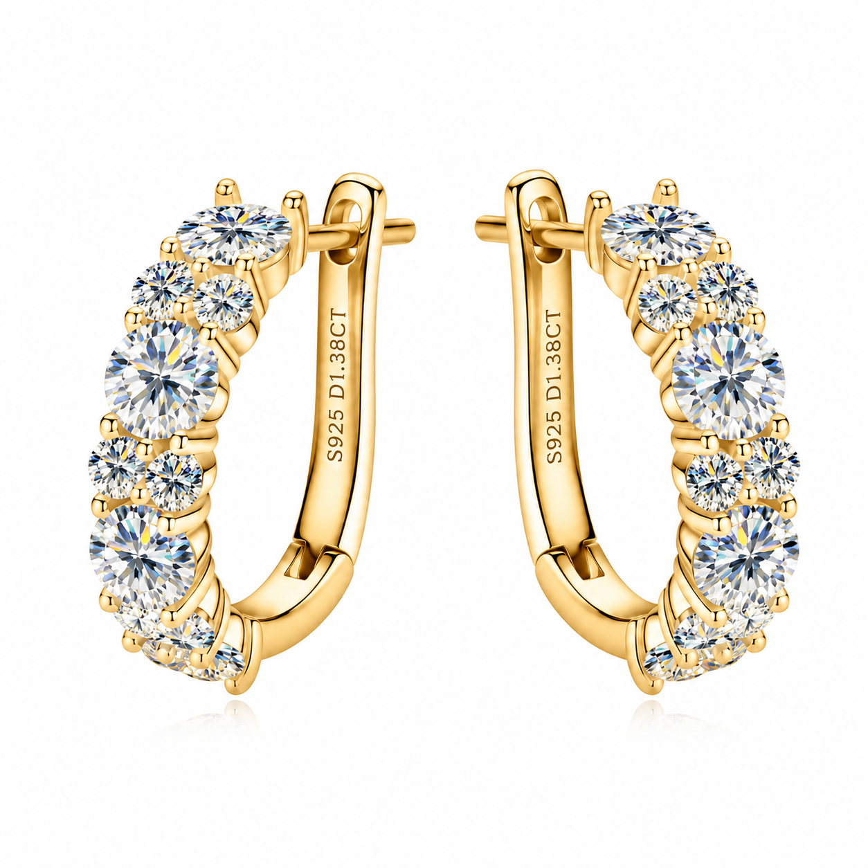 Vionarel Moissanite Hoop Earrings for Women – D Color VVS1 Inside-Out Diamond Hoop Earrings in 925 Sterling Silver
