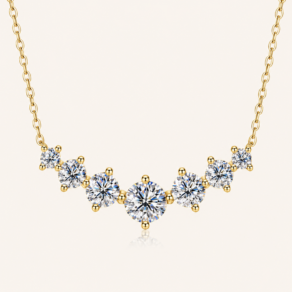 Vionarel D Color Moissanite Pendant Necklace in 18K Gold Plated Finish