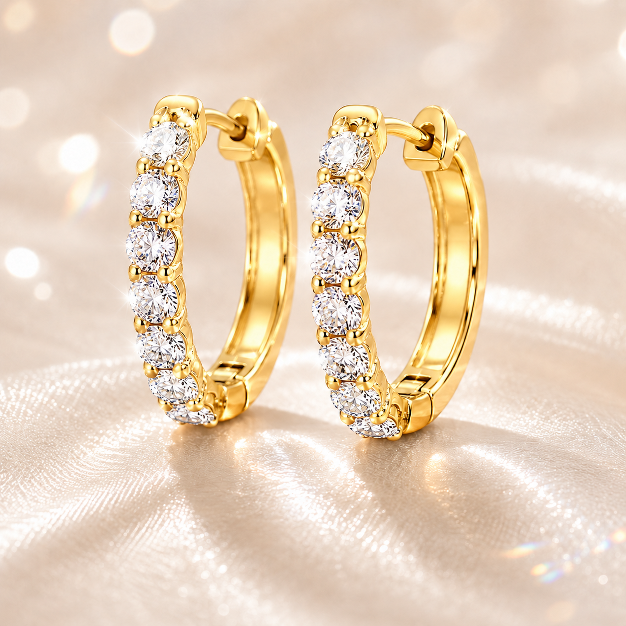 Vionarel Inside-Out Moissanite Hoop Earrings for Women – D Color VVS1 Round Cut Hoop Earrings in 925 Sterling Silver