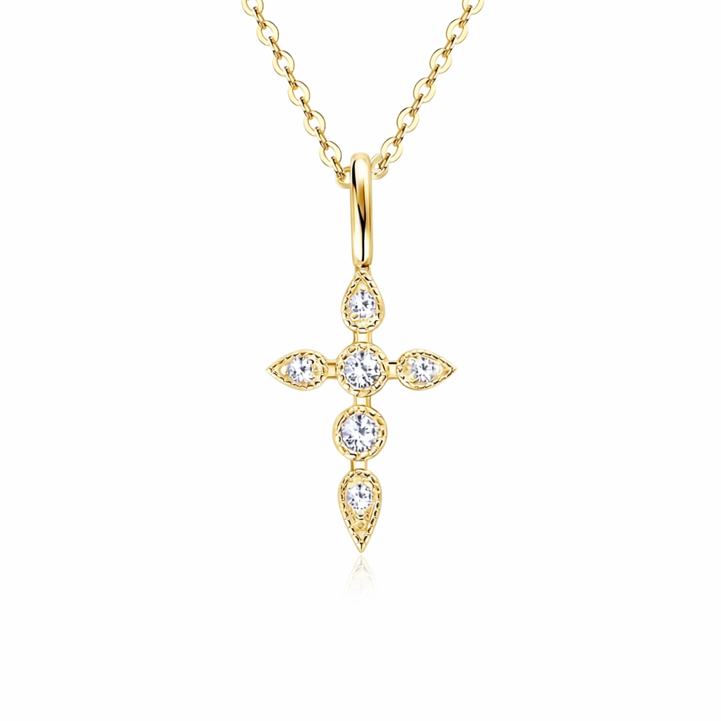 Vionarel Moissanite Cross Necklace – Symbol of Faith & Protection, Elegant Gift for Her
