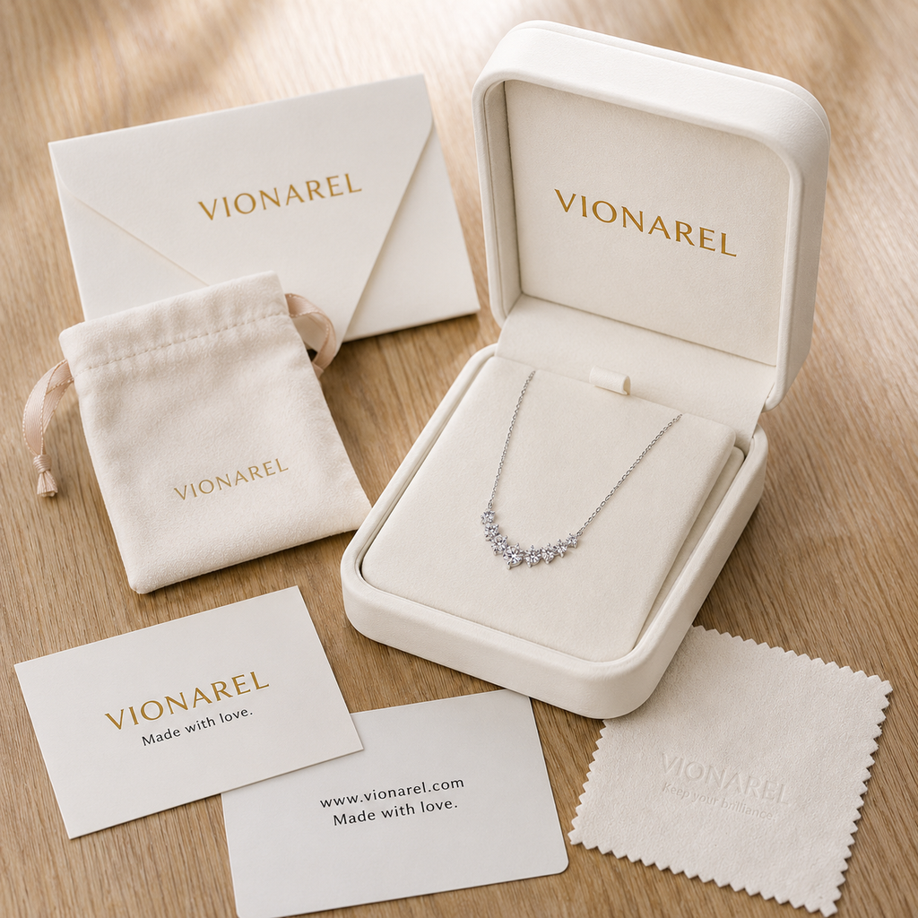 Vionarel D Color Moissanite Pendant Necklace in 18K Gold Plated Finish