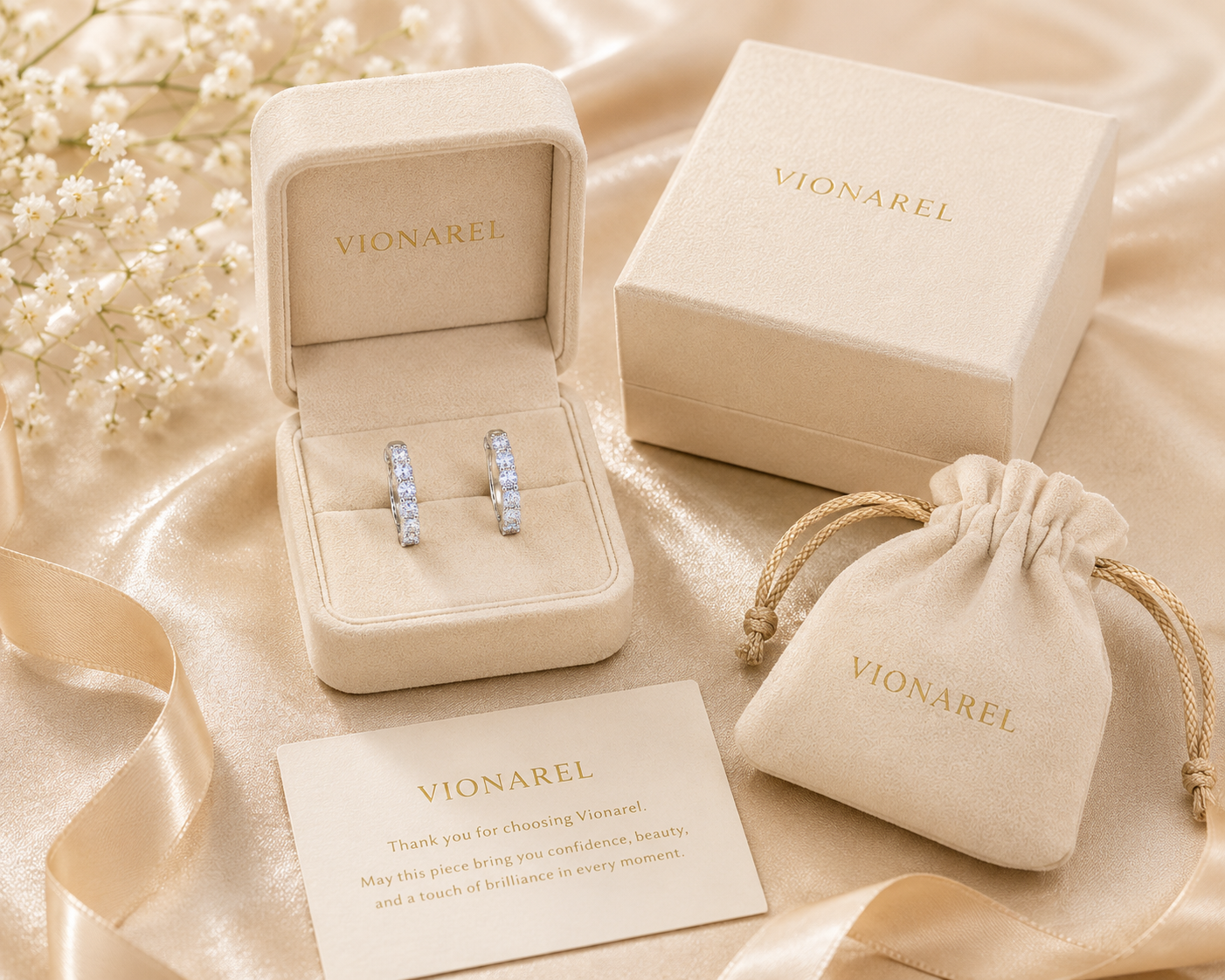 Vionarel Inside-Out Moissanite Hoop Earrings for Women – D Color VVS1 Round Cut Hoop Earrings in 925 Sterling Silver