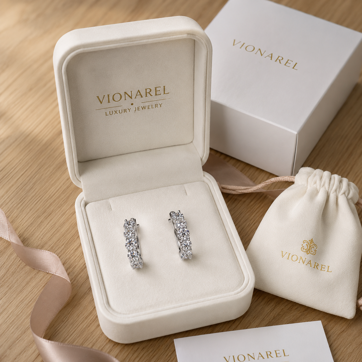 Vionarel Moissanite Hoop Earrings for Women – D Color VVS1 Inside-Out Diamond Hoop Earrings in 925 Sterling Silver