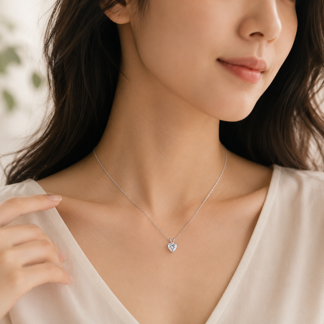 Vionarel Heart Cut Moissanite Necklace in 925 Silver Gold Plated Finish