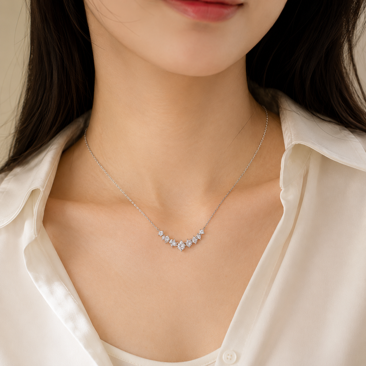 Vionarel D Color Moissanite Pendant Necklace in 18K Gold Plated Finish