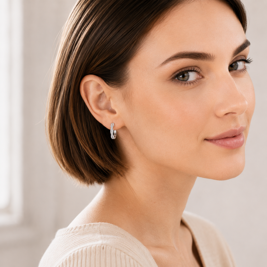 Vionarel Twisted Moissanite Hoop Earrings for Women